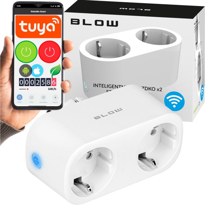 Двоен смарт WiFi контакт Tuya 16A с електромер